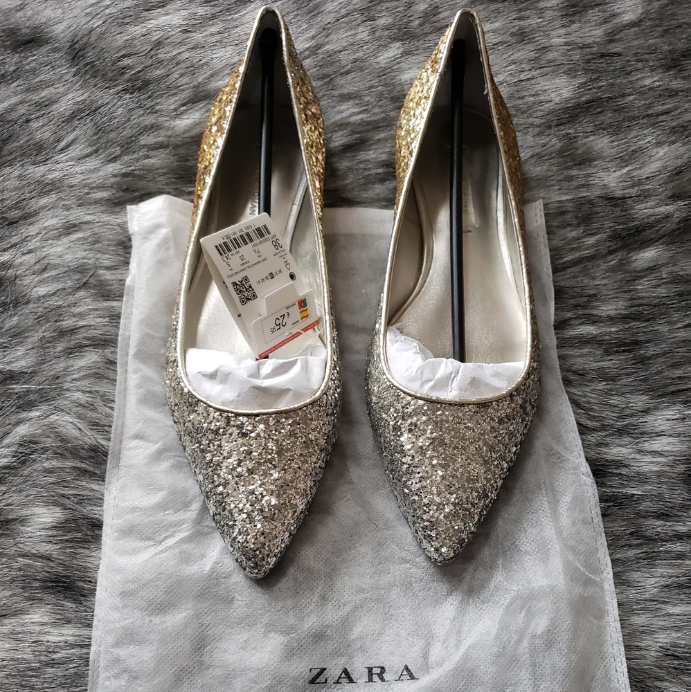 Zara Gold Ombre' Glitter Flats